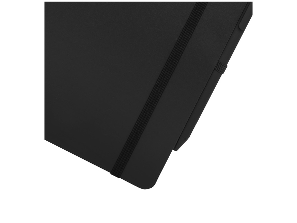 Блокнот Thalaasa формата А5 в твердой обложке из океанического пластика с шариковой ручкой - сплошной черный-4