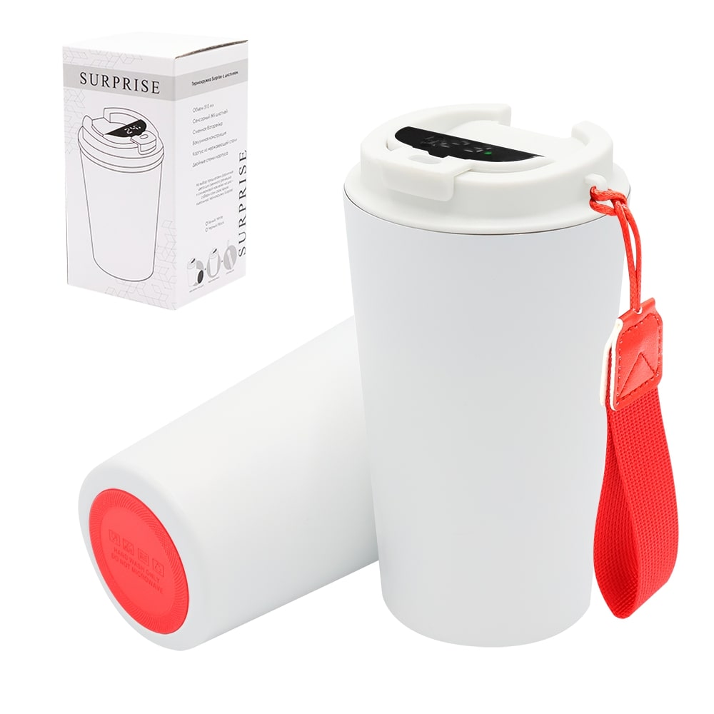 Термокружка Surprise To Go с индикатором, Белый/Красный-0