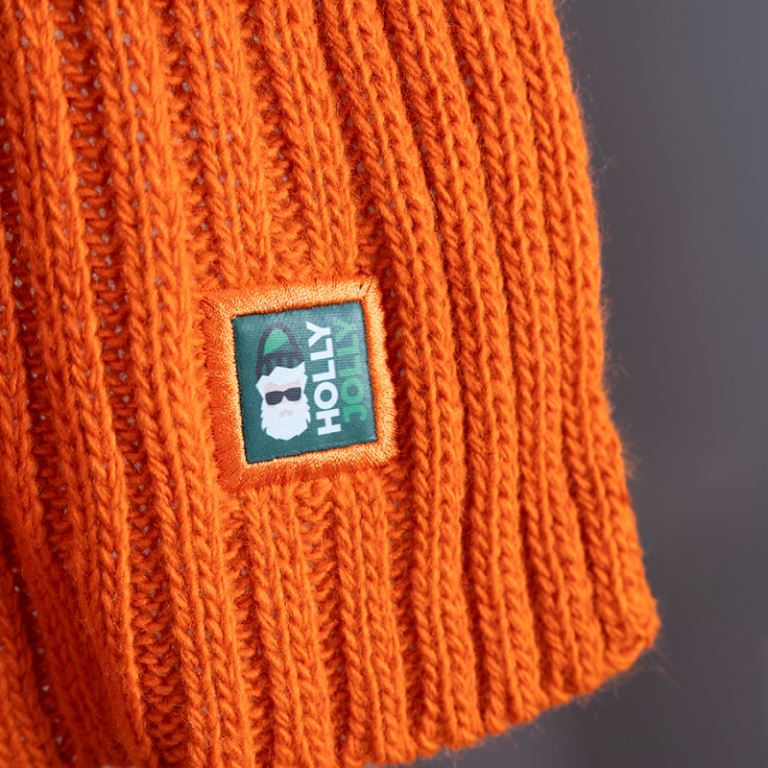 Шапка бини вязаная НАСВЯЗИ©  шерсть/ акрил, оранжевый-2