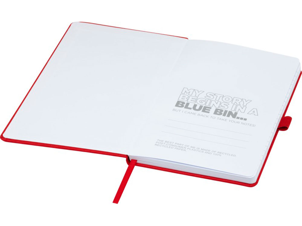 Блокнот Honua форматом A5 из переработанной бумаги с обложкой из переработанного ПЭТ, красный-4