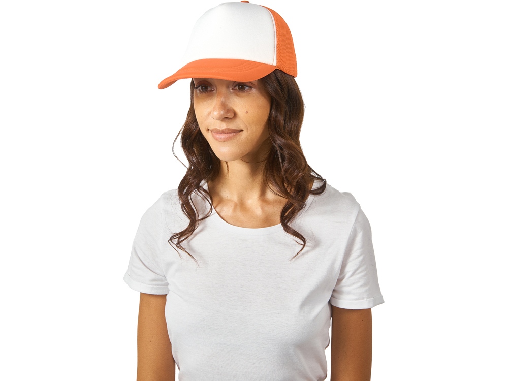 Бейсболка с сеткой Newport, оранжевый/белый-2