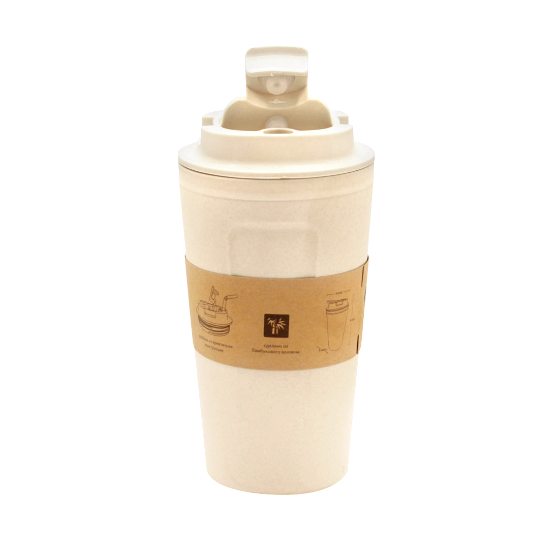 Бутылка для воды Eco water из бамбукового волокна , Бежевый-3