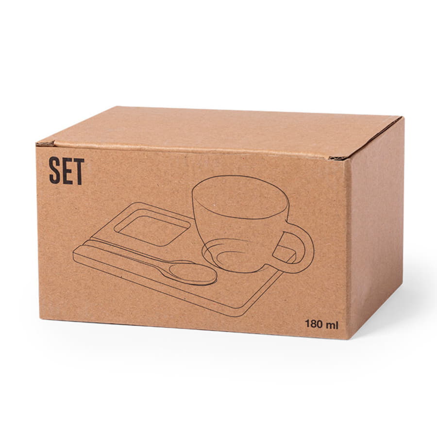 Чашка с ложкой на  подставке MORKE 180мл,16,4х8х12,3 см, боросиликатное стекло, бамбук, прозрачный-3