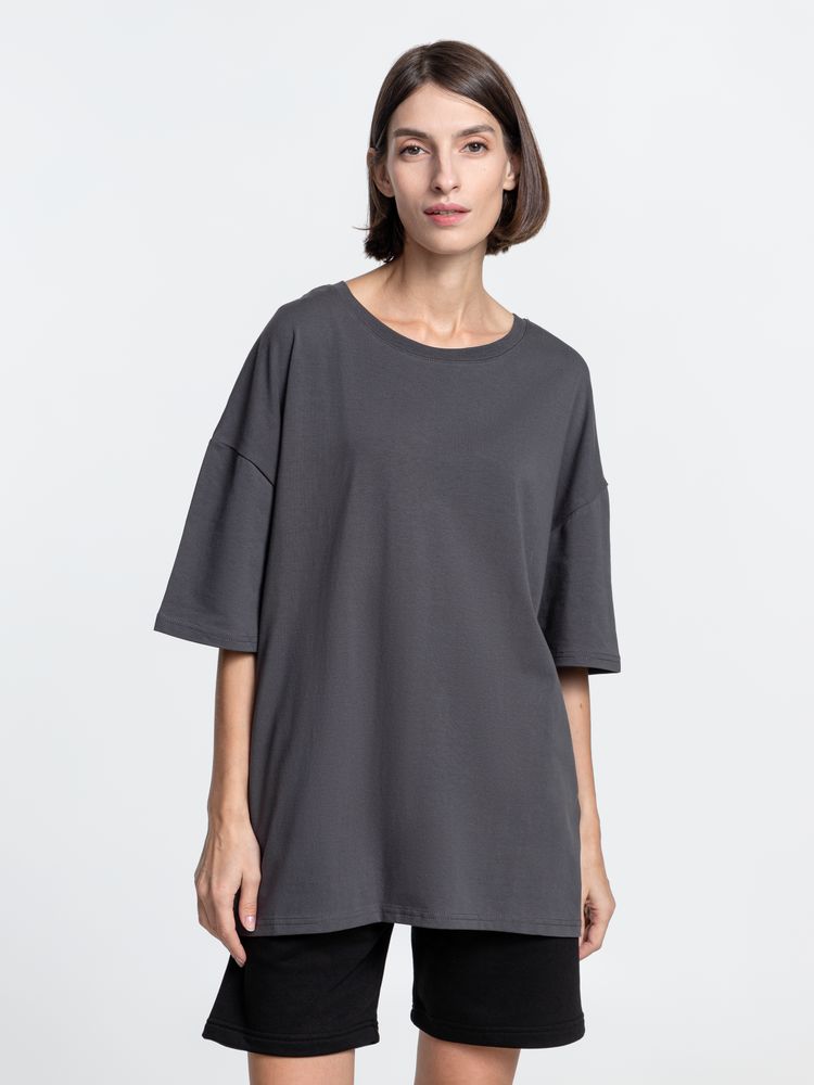 Футболка унисекс оверсайз Crosstown, темно-серая-0