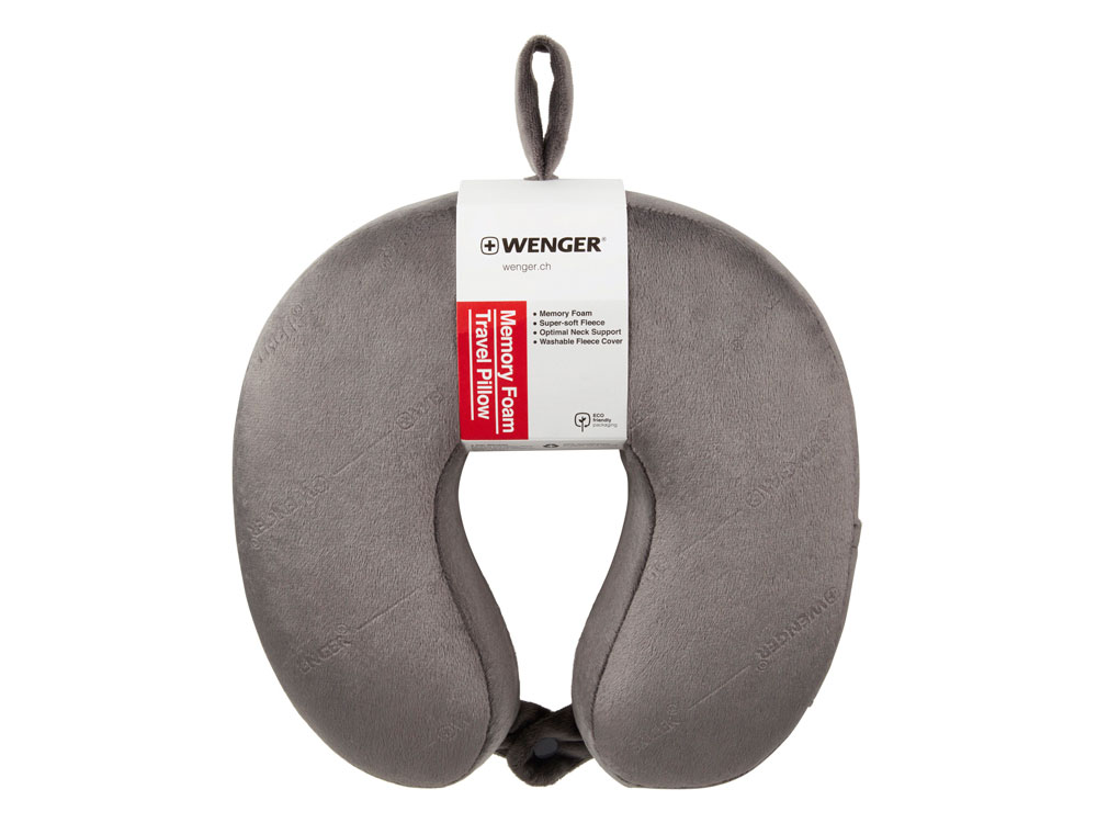 Подушка для самолета WENGER, с эффектом памяти, серая, флис-3