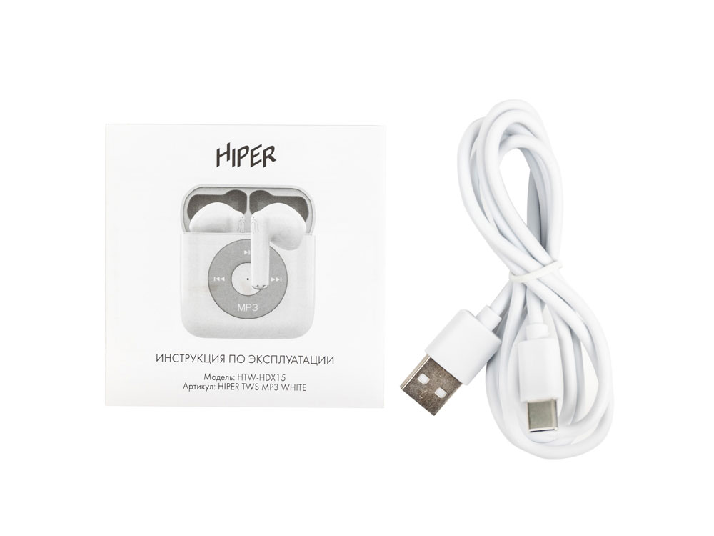 Беспроводные наушники HIPER TWS MP3 (HTW-HDX15), белый-7