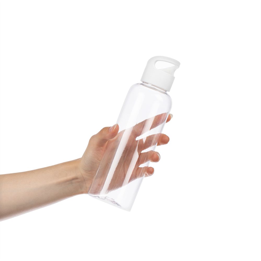 Бутылка для воды Plaske, прозрачная с белой крышкой-2