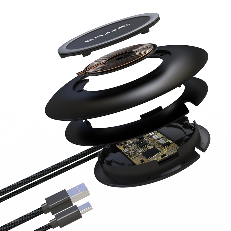 Настольное беспроводное зарядное устройство "Light SOFTTOUCH" с подсветкой логотипа-6