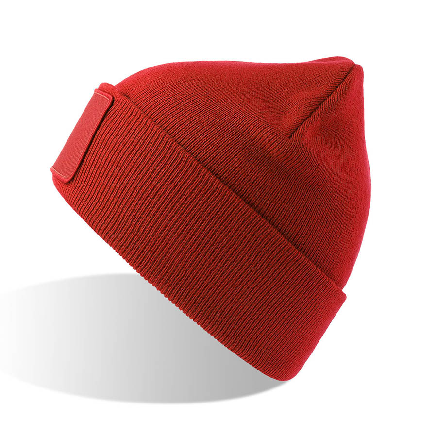 Шапка вязаная  двойная Wind-S с патчем, красный-0