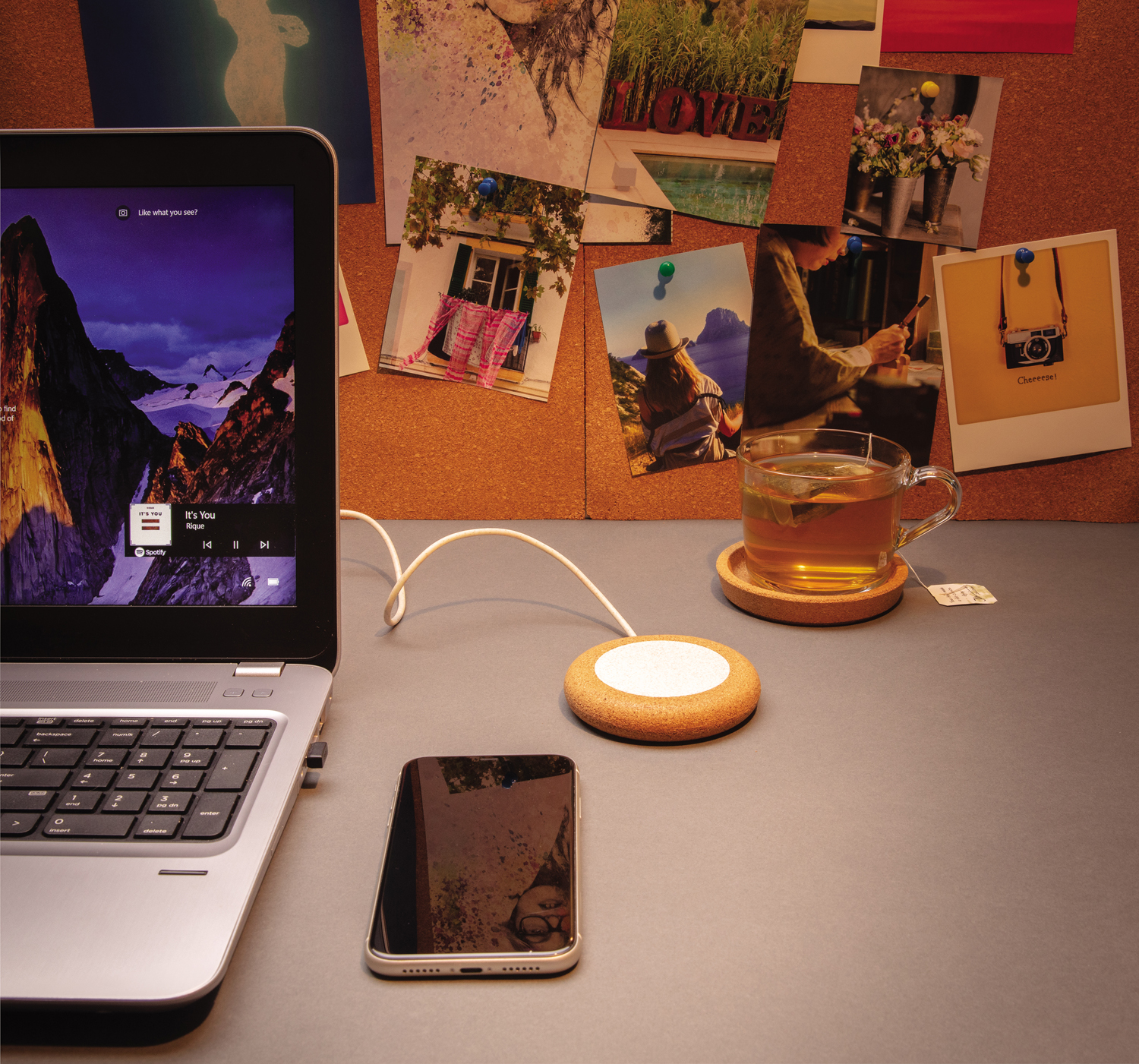 Док-станция из пробки и пшеничной соломы с функцией беспроводной зарядки, 5 Вт-4