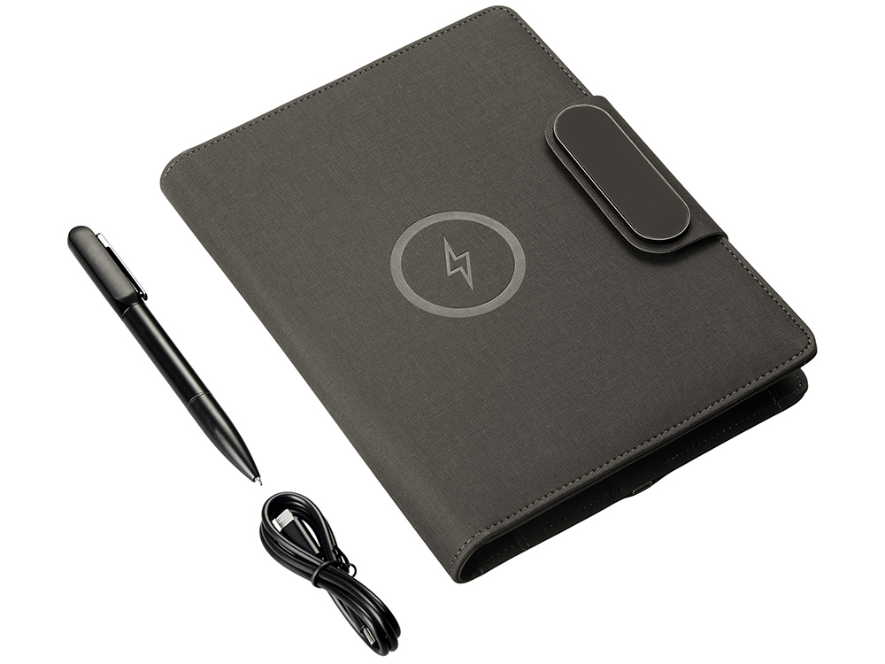 Подарочный набор металлическая ручка и блокнот А5 Twilight  со светящимся логотипом и пауэрбэнком-15