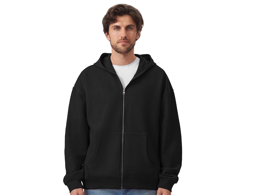 Толстовка оверсайз с капюшоном на молнии Monaco, черный-1