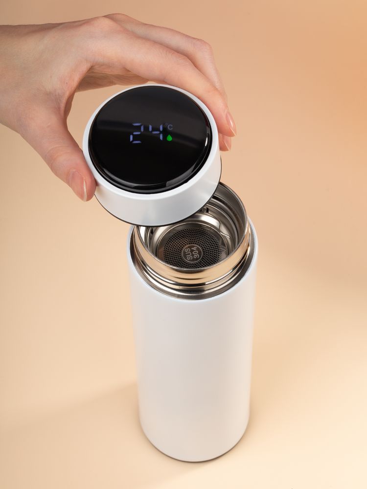 Смарт-бутылка с заменяемой батарейкой Long Therm, белая-6