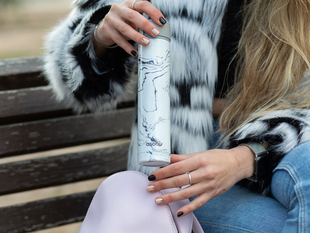 Термос SKINNY MINI, мраморный-2