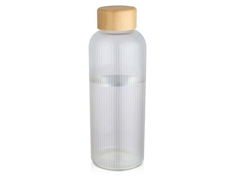 Бутылка Mirage из боросиликатного стекла объемом 650 мл с одинарными стенками и крышкой из бамбука - Прозрачный-0