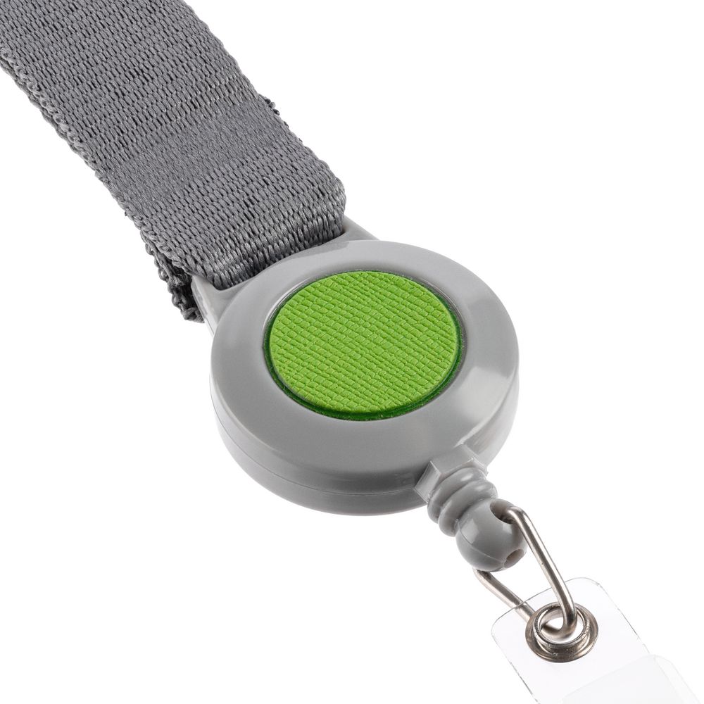 Чехол для карточки с лентой и ретрактором Devon, зеленый-3