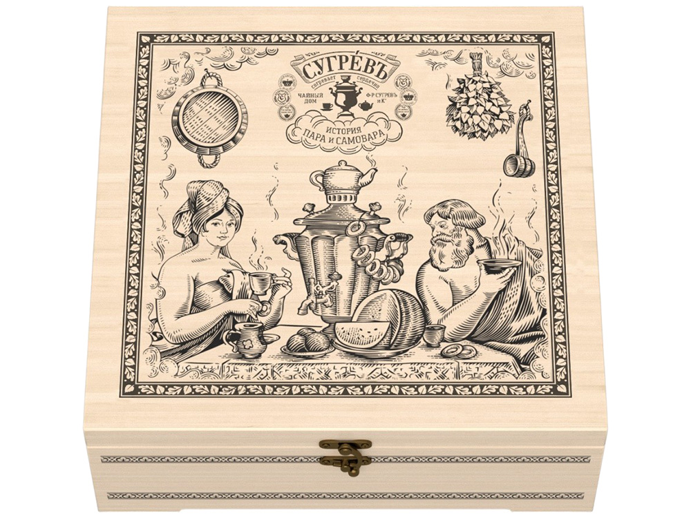 Шкатулка большая Сугревъ История пара и самовара-1