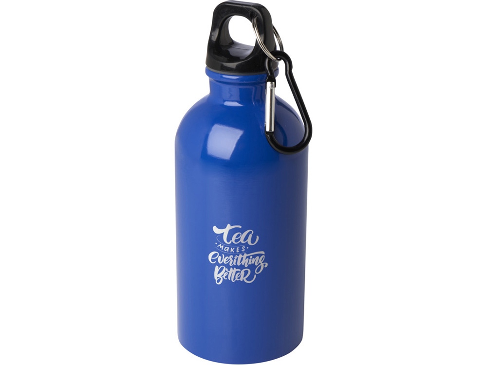 Одностенная бутылка для воды с карабином Oregon, изготовленная из нержавеющей стали, сертифицированной по стандарту RCS, объемом 400 мл - Ярко-синий-3
