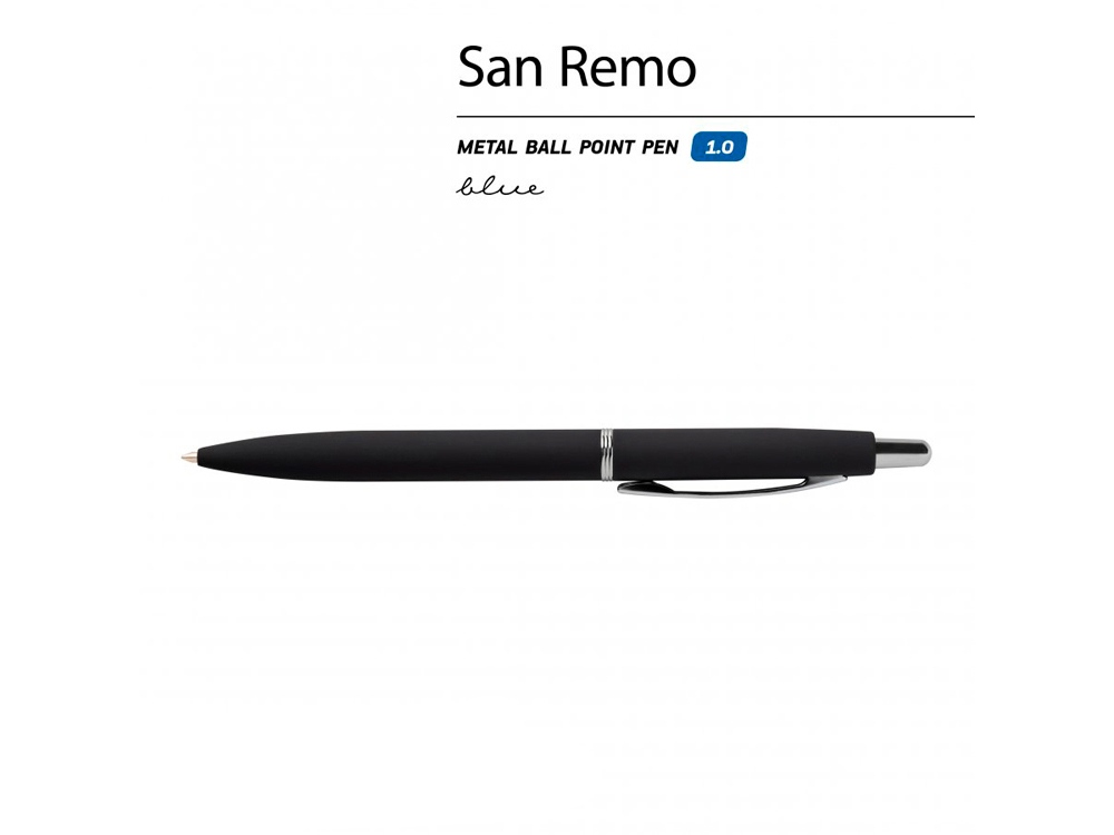 Ручка SAN REMO шариковая  автоматическая, черный металлический корпус, 1.00 мм, синяя-1