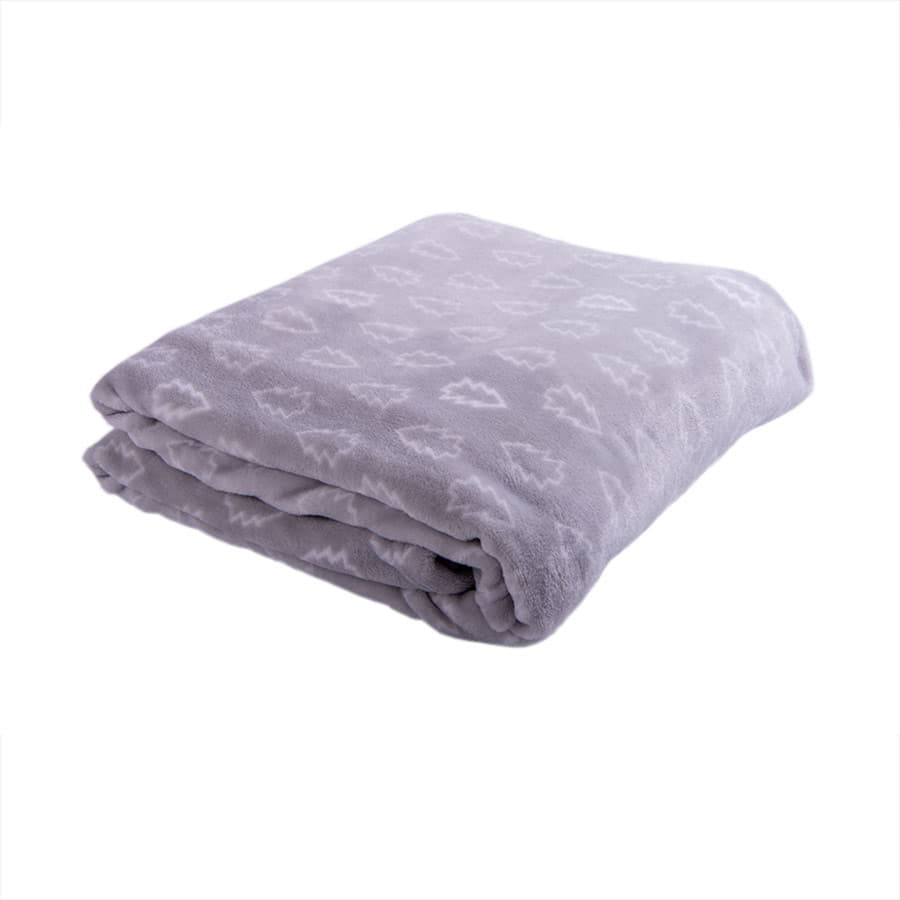 Плед новогодний  "Ёлка" в подарочном мешке; серый; 130х150 см; фланель 280 гр/м2, серый, белый-2