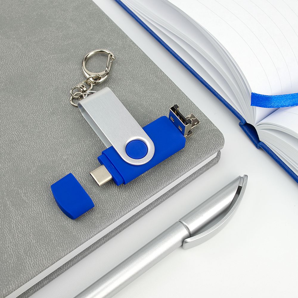 Флешка Trio Twist, синяя, 32 Гб-3