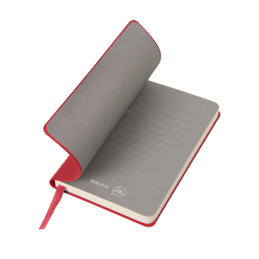 Бизнес-блокнот FUNKY, формат A6, в клетку, красный, серый-4