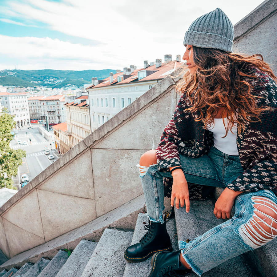 Шапка вязаная SHORE с отворотом из материала rPET/рециклированного полиэстера, красный-3