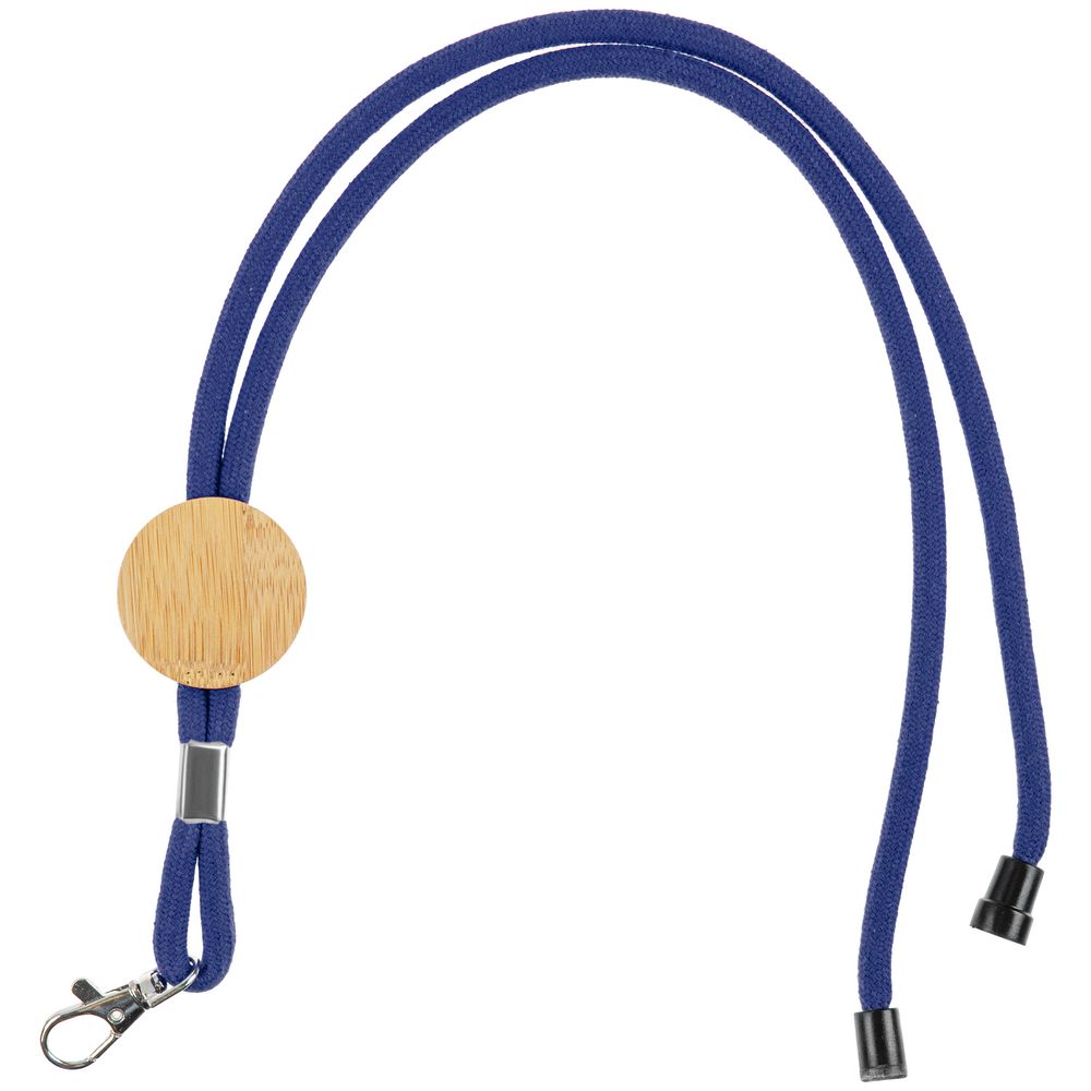 Шнурок для бейджа Tube Wood, синий-0
