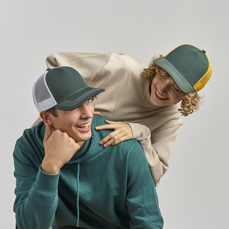 Бейсболка RAPPER CANVAS-S, 5 клиньев, пластиковая застёжка, темно-зелёный, жёлтый-1