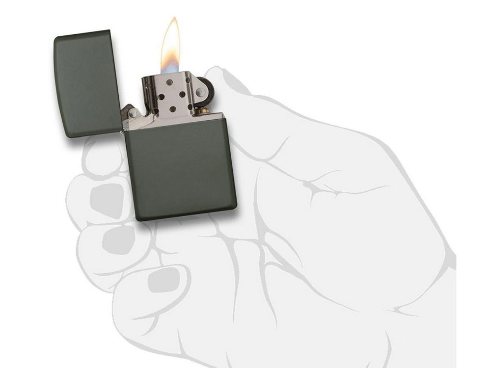 Зажигалка ZIPPO Classic с покрытием Green Matte, латунь/сталь, зелёная, матовая, 38x13x57 мм-4