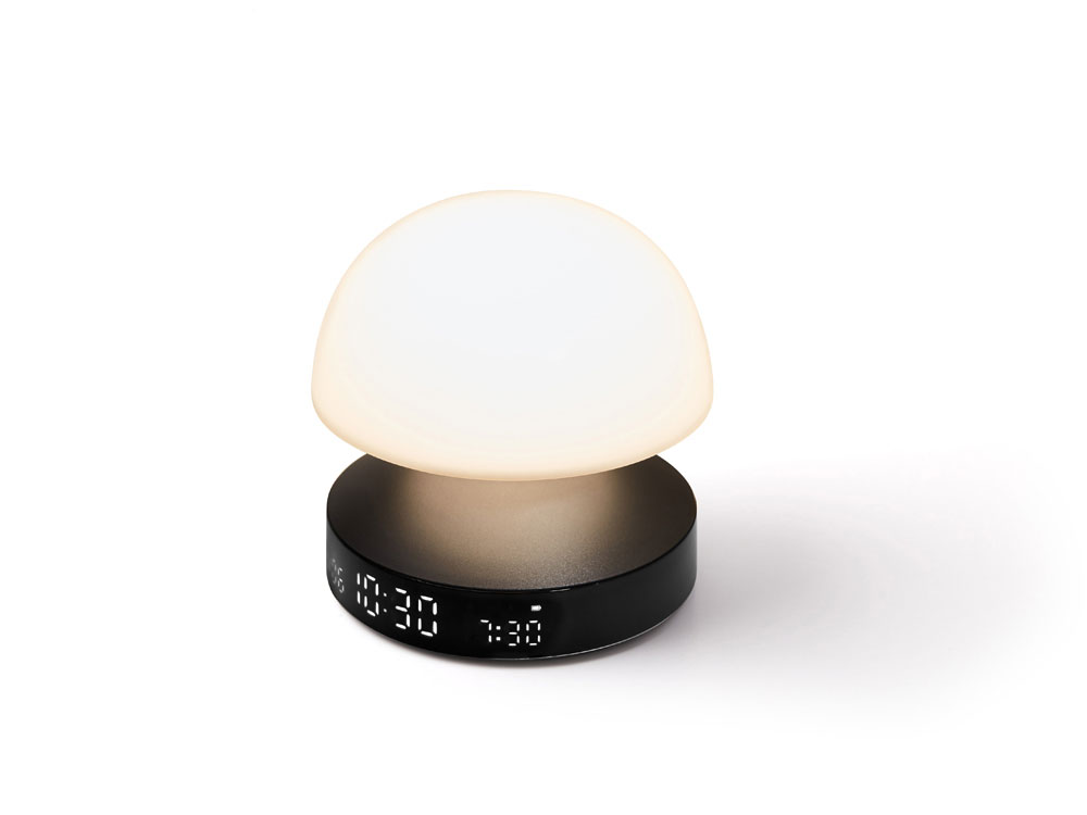 Светильник с часами и световым будильником Mina Sunrise, темно-серый-10