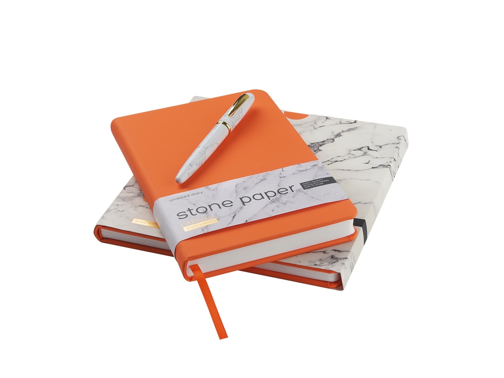 Ежедневник с каменной бумагой недатированный А5 Carrara, оранжевый-8