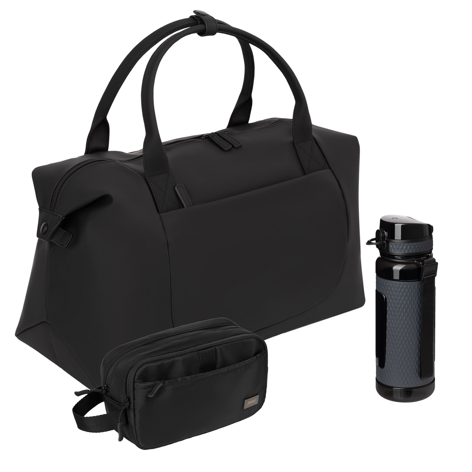 Подарочный набор Мадрид Премиум Спорт (Madrid Premium Sport), черный (бутылка, дорожная косметичка, дорожная сумка)-0