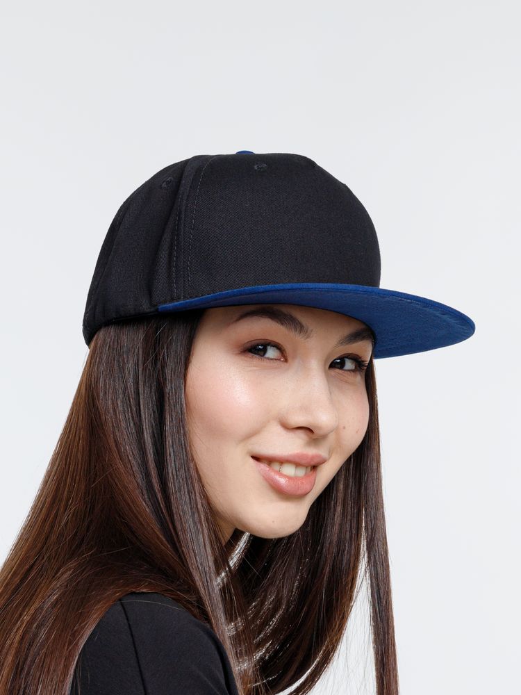 Бейсболка Foreside с прямым козырьком, черная с синим-7