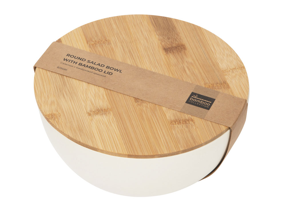 Салатник Bowl с бамбуковой крышкой, бежевый-7