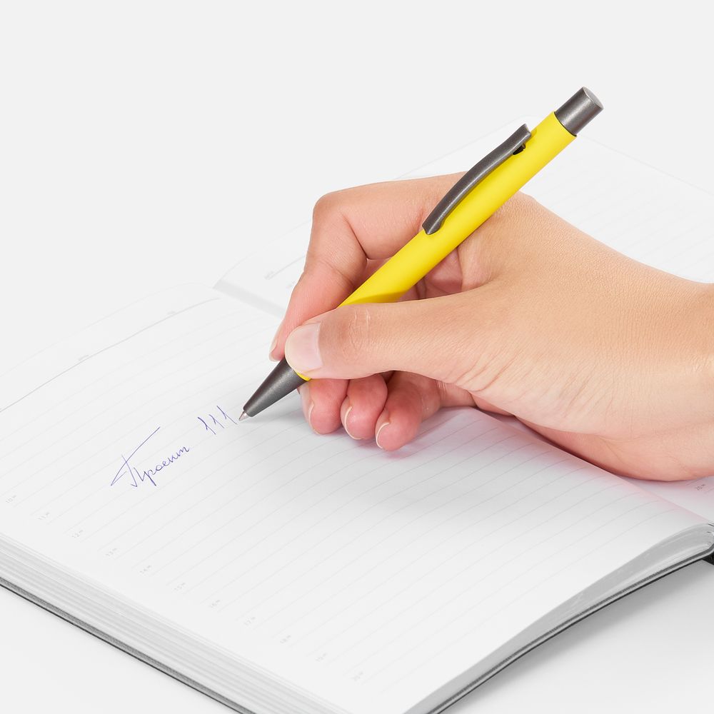 Ручка шариковая Atento Soft Touch, желтая-2