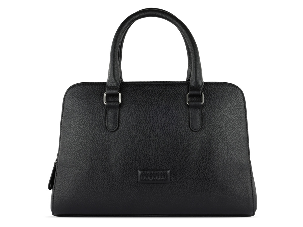 Сумка женская BUGATTI Elsa, чёрная, воловья кожа/полиэстер, 32х13х22 см-1