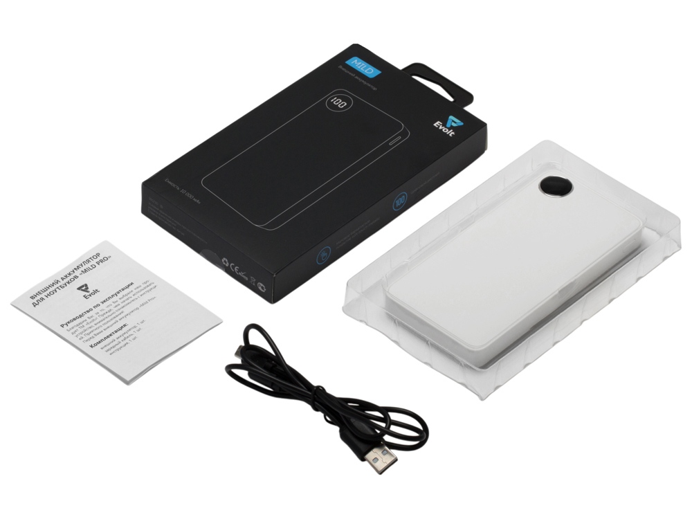 Внешний аккумулятор с дисплеем Mild, 10 000 mAh, белый-8