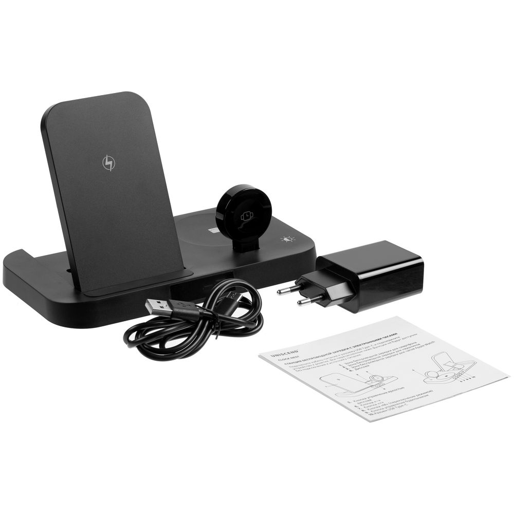 Зарядная станция с часами Clock Nest, черная-4