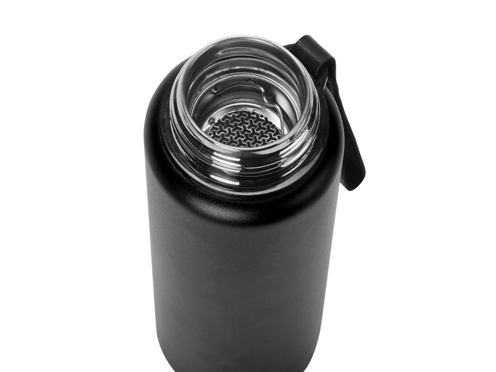 Вакуумный термос Story c покрытием powder, тубус, черный-4