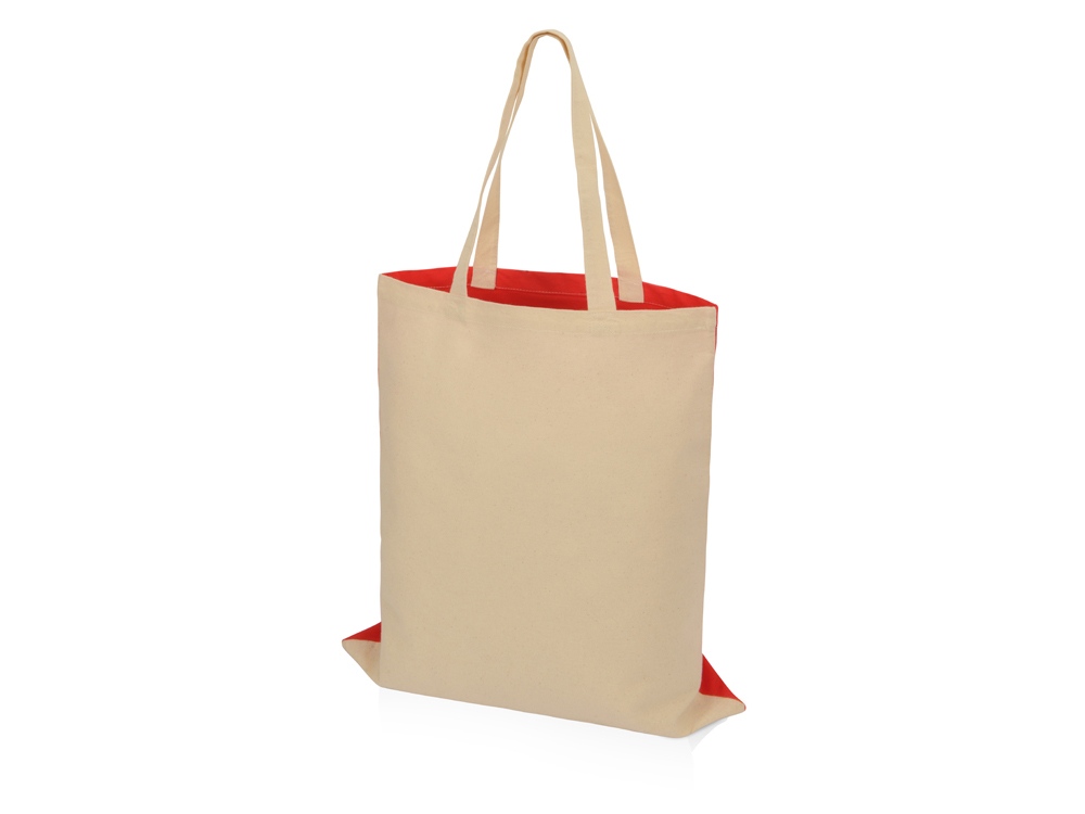 Сумка для шопинга Twin двухцветная из хлопка, 180 г/м2, красный/натуральный-2