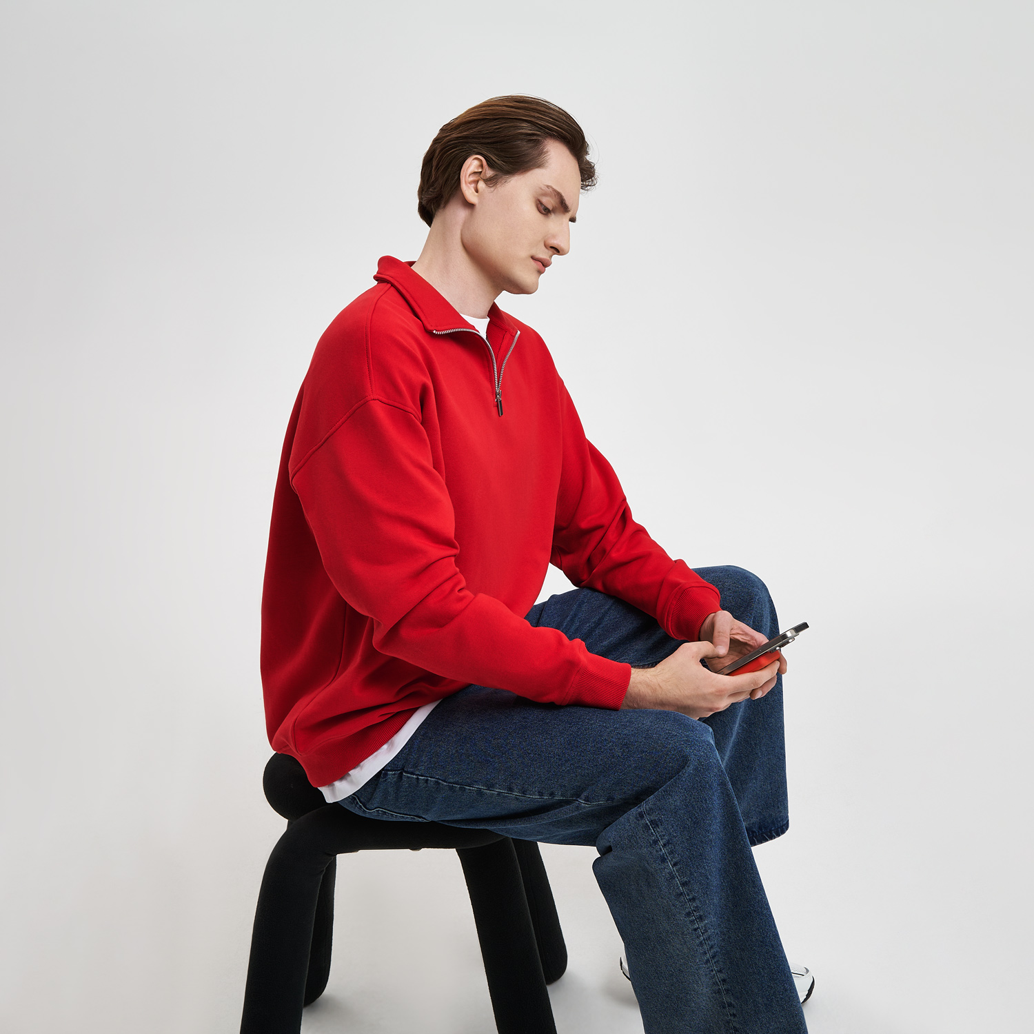 Толстовка на молнии унисекс FLOW, красная-12