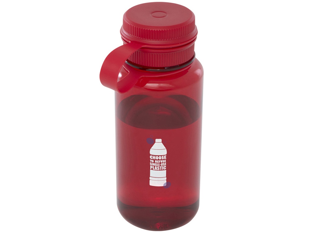 Спортивная бутылка Ryder из переработанного ПЭТ-пластика объемом 900 мл с многофункциональной крышкой, сертифицированная RCS - Красный-5
