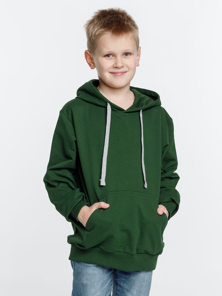 Толстовка с капюшоном детская Kirenga Kids, темно-зеленая-3