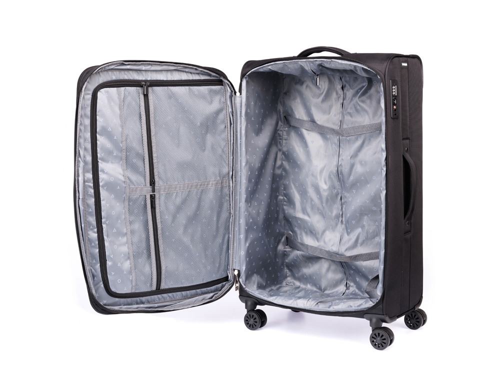 Чемодан TORBER Seyd, чёрный, нейлон 600D, 48 х 22 х 78 см, 85 л-3