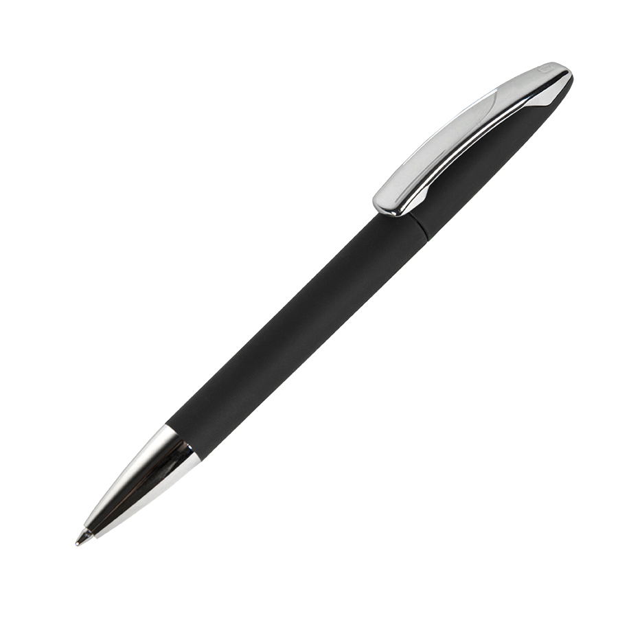 Ручка шариковая VIEW, пластик/металл, покрытие soft touch, черный-0