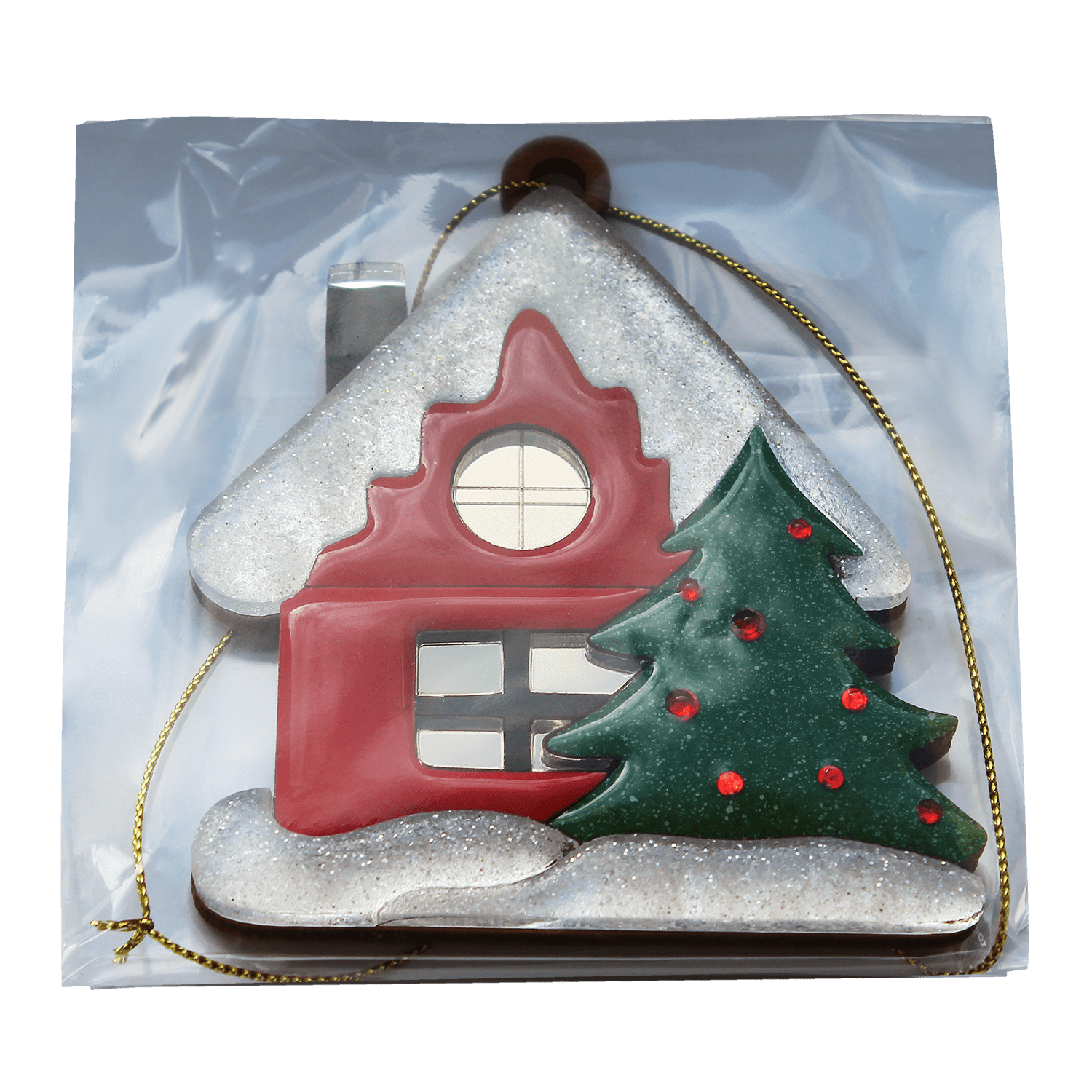 Ёлочная игрушка Домик (красный)-6