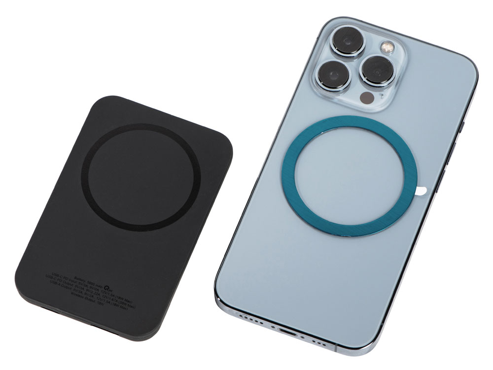 Магнитный беспроводной внешний аккумулятор MagnetIQ, 5000 mah, 10 W, черный-4