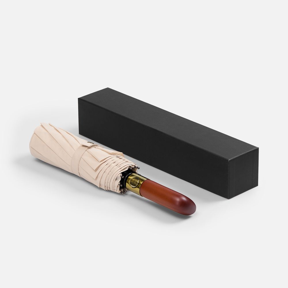 Зонт складной Cloudburst в подарочной упаковке, бежевый-5