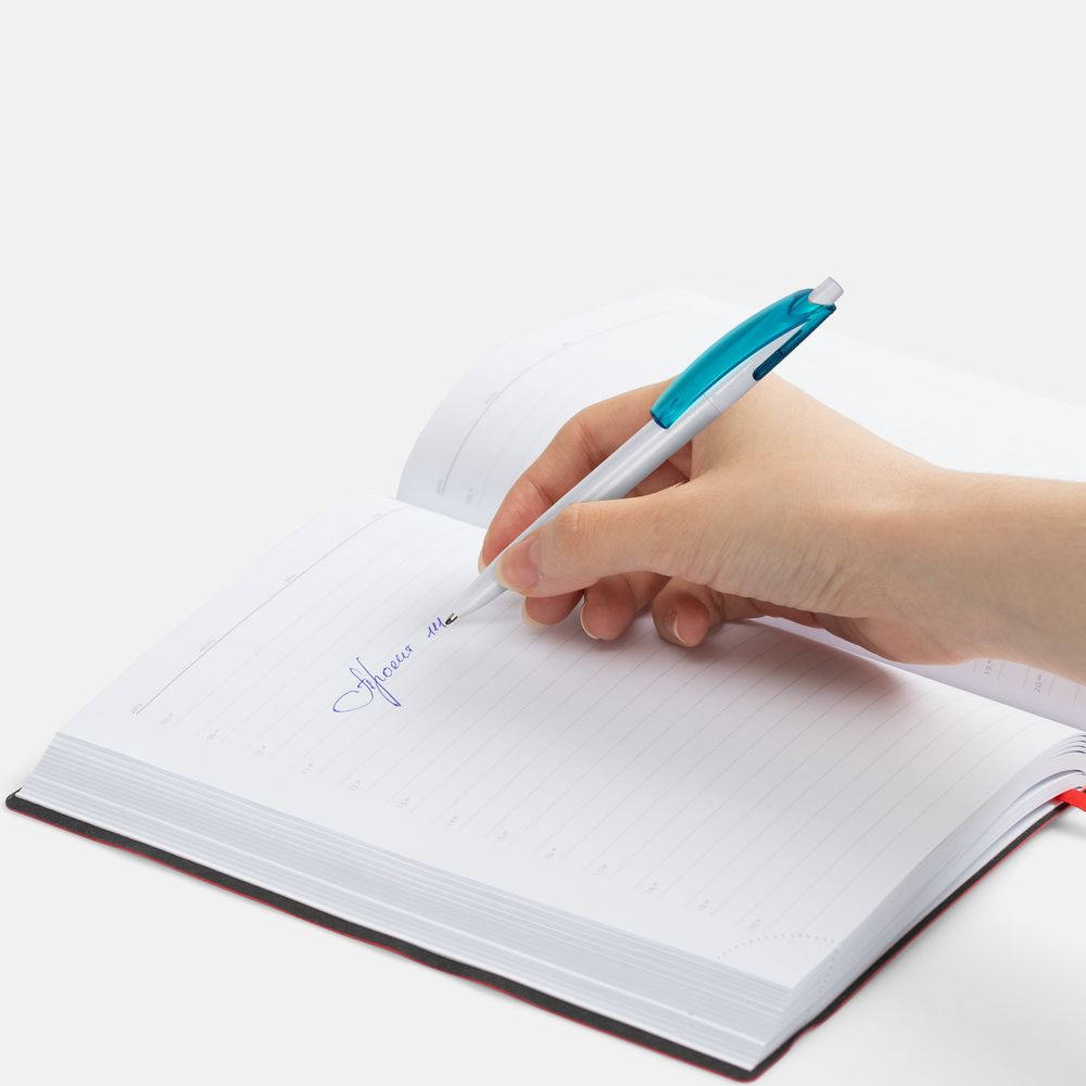 Ручка шариковая Bento, белая с голубым-2